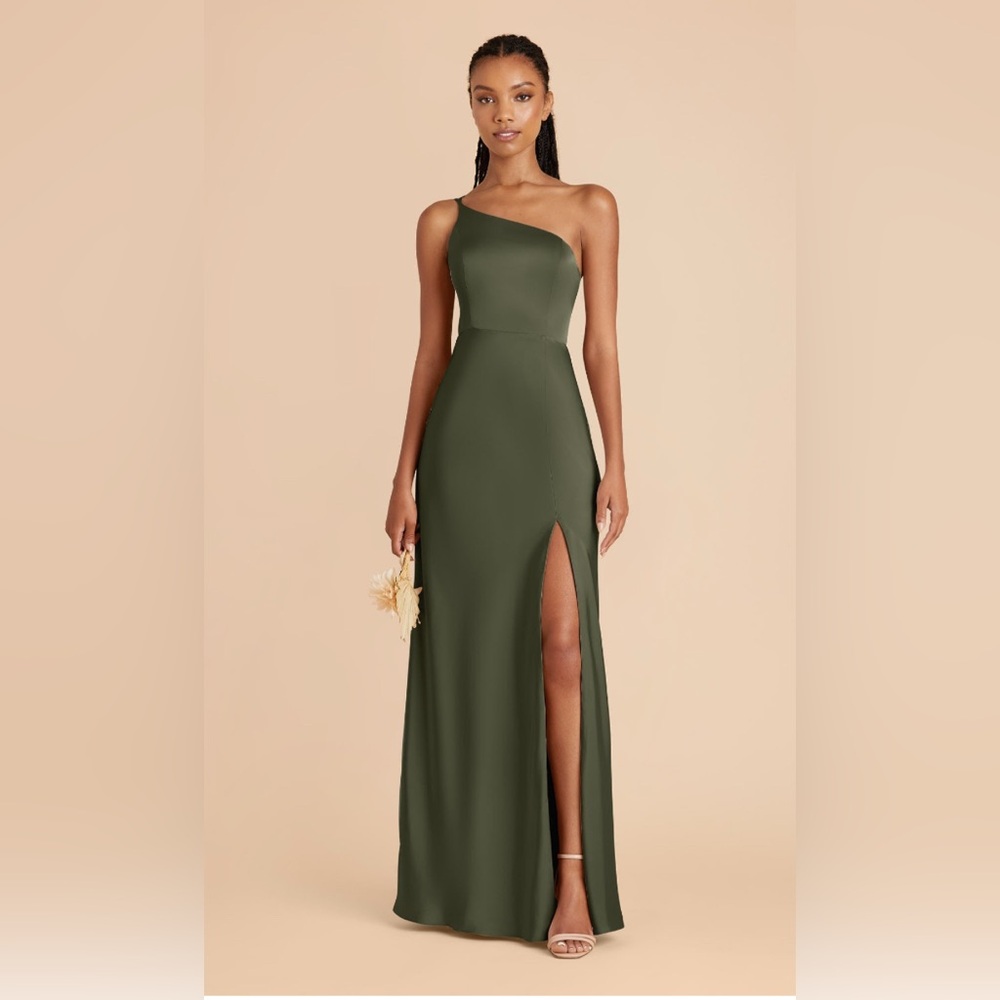 Birdy Grey Kensie Dress One-Shoulder Dress matte satin olive size L